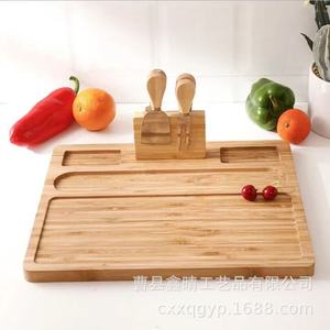 Bamboo Cheeseboard <b>Set</b> Solid Wood Cutting Board With <b>Knife</b> And Fork Natural Color Kitchen Use - Product Image 1