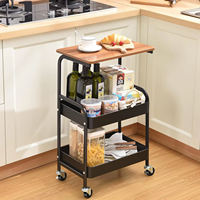 Étagère de rangement pour cuisine à 3 couches Chariot organisateur de rangement multifonction avec roue