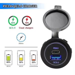 Toma de corriente USB dual Carga rápida 12V-24V Qc 3,0 Tipo C Pd Dc 12V 2 puertos Qc 3,0 Instalar en el coche USB C Pd Puerto USB - Product Image 4