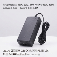 Adaptateur d'alimentation de bureau à découpage 48W 64W 65W 9V 12V 15V 21V 22V 28V 54V 1.2A 5A à tension constante pour contrôle d'accès