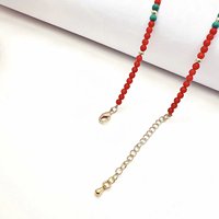 Prix usine teint Turquoise et corail rouge perle glands collier bijoux en cuivre à la mode pour les cadeaux