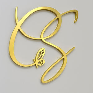 Letrero Metálico con Letras para Negocios, Diseño de Logotipo para Puerta de Tienda, Logotipo de Salón de Belleza, Letras Doradas para Negocios - Product Image 2