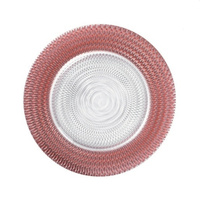 Verre 13 "Rotin Clair Chargeur Plaque 13 Pouces Cannelé