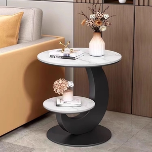 Table console moderne de luxe en roche, double niveau, au design épuré pour salon, villa, hôtel et appartement - Product Image 5