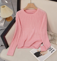 Suéter de Punto con Cuello Redondo 100% Algodón para Mujer, Jersey con Trenzas, Otoño Invierno, Casual, Oficina, Ropa de Calle, Logotipo Personalizado, Venta al Por Mayor