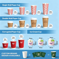 Tasse de papier à double paroi jetable personnalisable Tasse de papier recyclable 8oz 12oz 16oz Tasse de papier de café