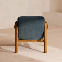 Fauteuil d'appoint inclinable moderne de luxe léger avec cadre en bois massif pour salon, fauteuil de loisirs rembourré en velours
