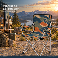 Chaise d'extérieur pliable en gros avec accoudoir unique, porte-gobelet et logo et motif personnalisés pour les voyages en camping-car
