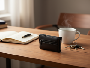 Portamonete Mini in Vera Pelle con Tre Cerniere, Portafoglio Unisex con Chiusura a Zip, Design Minimalista e Solido - Product Image 2