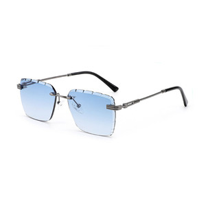 Custom Logo 2026 Fashion <b>Gradient</b> Nylon Lenses Metal Sun Glasses UV400 Rimless Square <b>Sunglasses</b> for Men Women - Product Image 2