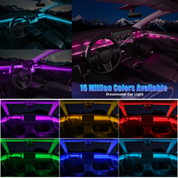 Éclairage d'ambiance LED pour voiture, modèle 6 lumières à effet fluide, double mode, 12V, éclairage d'ambiance intérieur de voiture Symphony