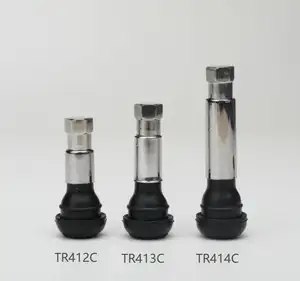 Válvula de neumático sin cámara TR412C TR413C TR414C de aluminio/latón, goma Natural, cierre a presión