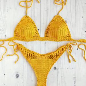 Bikini de Ganchillo Hecho a Mano Personalizado OEM, Traje de Baño de Spandex, Conjunto de Dos Piezas, Bikini de Tiras para Mujer - Product Image 3