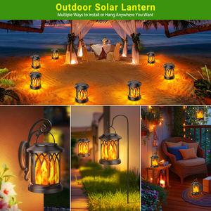 Lampe solaire de jardin, lanterne suspendue à effet de flamme vacillante pour cour, véranda, <span class=keywords><strong>terrasse</strong></span>, camping, jardin, patio, allée, décoration - Product Image 2