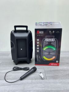 8-Inch taşınabilir RGB LED kablosuz hoparlör TWS AUX mikrofon USB DC pil ile açık Karaoke radyo plastik kolu - Product Image 5
