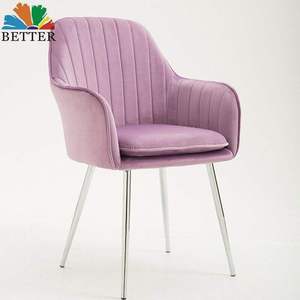 Ghế ăn kiểu Bắc Âu chân kim loại màu vàng, ghế bành bọc nhung hồng, ghế ăn trang trí phòng khách, phòng ăn - Product Image 3