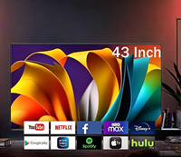 TV Layar Datar Pintar 43 Inch Grosir Pabrik, Televisi LED 4K Ultra HD Android 13/14/15 untuk Rumah & Hotel, Game & Film
