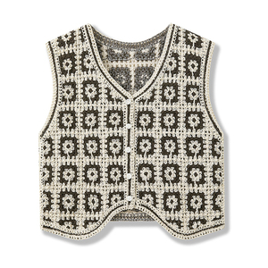 <span class=keywords><strong>Gilet</strong></span> tricoté ajouré sans manches pour femme, col en V, style décontracté d'<span class=keywords><strong>été</strong></span>, cardigan court pour l'extérieur - Product Image 5