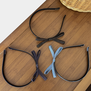 Il semplice fiocco in Denim retrò abbinato a una fascia da donna è adatto per uscite quotidiane e accessori per capelli per feste - Product Image 2
