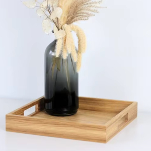 Ensemble de 2 plateaux ronds en bois avec poignée Décoration de luxe pour la maison Plateau de service vintage pour la maison, la cuisine et les restaurants - Product Image 1