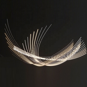 Moderno Design creativo scandinavo linea astratta lampadari di illuminazione a sospensione per camera da letto Lobby Hotel sala espositiva per camera - Product Image 3