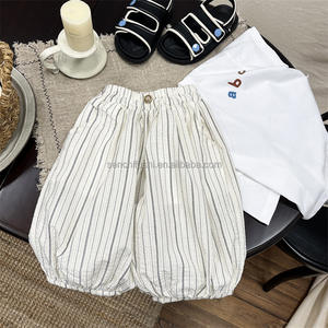 Pantalon d'été pour garçons D1406, 100% coton, imprimé, rayé, coupe courte, ample, décontracté, de haute qualité - Product Image 3