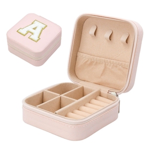 Mini joyero de espejo con cremallera portátil, pendientes de viaje, anillo, collar, joyero, caja de almacenamiento - Product Image 4