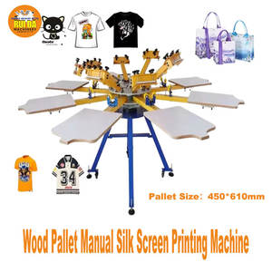 Máquina de serigrafía manual de 8 colores y 8 estaciones para <span class=keywords><strong>ropa</strong></span>, camisetas y prendas de vestir, con paleta de madera - Product Image 1