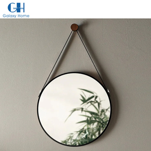 Correa colgante moderna de alta calidad <span class=keywords><strong>para</strong></span> el hogar y la sala de estar, marco negro <span class=keywords><strong>redondo</strong></span>, decoración, <span class=keywords><strong>espejo</strong></span> - Product Image 1