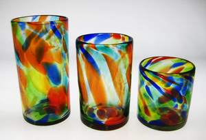 Vasos de vidrio líquido de confeti, vaso de remolino, soplado a mano, Juego de 4, 20 onzas - Product Image 5