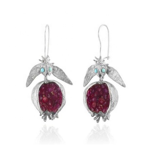 Pendientes colgantes de Granada con diamantes rojos populares 2024, Pendientes colgantes de fantasma dorado para mujer, regalo de joyería para fiesta de Halloween - Product Image 5