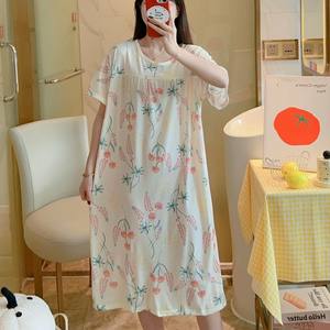 Camicia da Notte Morbida da Donna, Estiva con Stampa Floreale, Abbigliamento da Notte Ampio, <span class=keywords><strong>Pigiama</strong></span> Casual da Donna, Vestito da Notte Leggero a Maniche Corte - Product Image 2