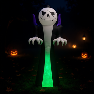 Decoración Inflable de Halloween de 3.6 m con Cabeza de Calabaza del Grim Reaper, Llama LED de 3 Colores, Decoración para Jardín y Fiestas al Aire Libre - Product Image 2