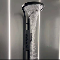Tiktok Offre Spéciale noir 304 acier inoxydable mural multifonction salle de bain cascade pluie pommeau de douche ensemble panneau système