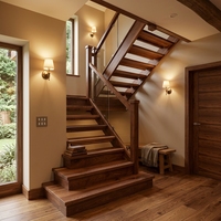 Escalier en chêne massif Tanlong avec balustrade en verre, rampe en bois, monte-escalier fermé, escalier moderne