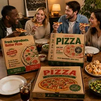 Boîtes à pizza personnalisées imprimées en papier kraft ondulé, en gros, écologiques, pour la livraison de pizzas, restaurants, vente en gros