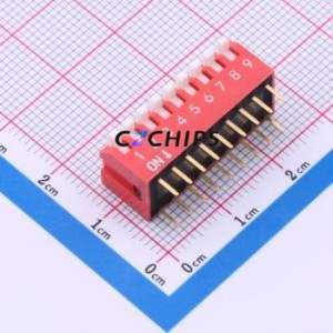 SMQP-09R-TP DIP Switch Switch ( Type: Piano Key )( Number of Switch Sections: 9-Bit )( Lead Spacing: 2.54mm ) - Product Image 1
