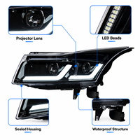 Ensemble de phares LED BK pour Chevrolet Cruze 2009-2014, yeux d'ange, projecteur Bi-LED, mise à niveau DRL, plug and play