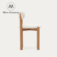 Chaise de salle à manger en bois massif de chêne, style rustique moderne, dossier nordique, tissu Teddy, pour hôtel, restaurant, salon