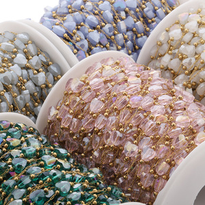 Cadena de Cuentas de Cristal en Forma de Corazón, Cadena de Acero Inoxidable para Hacer Pulseras, Material para Hacer Joyas, Cadena de Arroz H1548 - Product Image 2