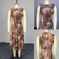 Ensemble jupe d'été tendance HK73330 pour femme, style streetwear, haut imprimé sans manches asymétrique + jupe trapèze, tenue 2 pièces pour femme