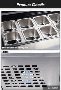 折りたたみ式ガラスカバー付き8*1/6 GNパン対応カウンター上ジェラート冷凍庫ショーケース 220v 110V 67l 77L 87L アイスクリーム冷蔵庫ディスプレイ - Product Image 5