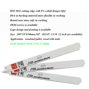 Industriële 8 ''10T M42 Bi-Metaal Reciprozaagbladen Metaalkleur Lasergelaste Oem Aanpasbaar Voor Reparatie Van De Sloop Van Pallet - Product Image 3