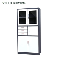 Armoire de classement en acier moderne 4 portes, 3 tiroirs, avec serrure à clé réglable, écologique, très vendue pour la maison, le bureau, l'école, l'hôpital