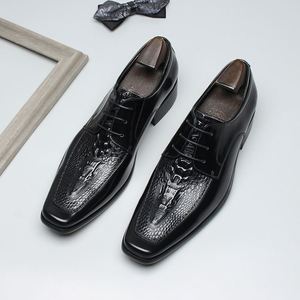High Quality Men's VALENTINA Leather Lace-up <b>Pointed</b> <b>Toe</b> Formal Wedding Shoes with Insole <b>Flat</b> Design Anti-Slip Summer Spring - Product Image 4