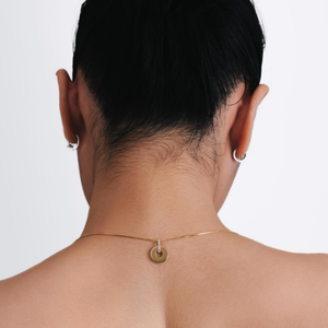 Ciondolo a Disco Donut con <span class=keywords><strong>Pietre</strong></span> CZ in Acciaio Inossidabile 316L, Charm Circolare Cavo, Gioiello Delicato per Collana da Donna, Base Vuota per Incisione - Product Image 3