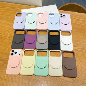 Coque compatible avec iPhone 17 Pro Max, iPhone 16, iPhone 15 et iPhone 14 Plus, en silicone, avec support pliable à motif vague. - Product Image 1