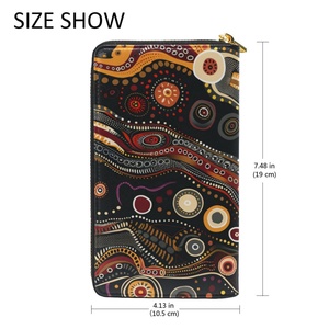 Portefeuille long et fin pour femmes, en cuir PU tribal aborigène australien, doublure en polyester, fermeture éclair personnalisée, impression personnalisée - Product Image 4