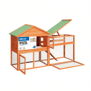 Ejercicios para mascotas Eizrm: Jaula de madera maciza para conejos de 73x23.8x43.1 pulgadas, color marrón, para exteriores, con corral, muebles duraderos para mascotas medianas - Product Image 1