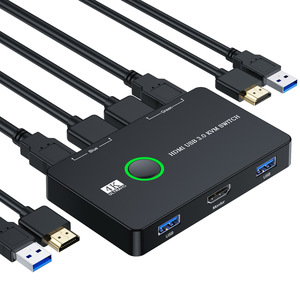 USB để <span class=keywords><strong>HDMI</strong></span> KVM Switcher thích hợp cho 2 máy tính để chia sẻ bàn phím/chuột/Máy in độ nét cao hiển thị cửa hàng Splitter - Product Image 1